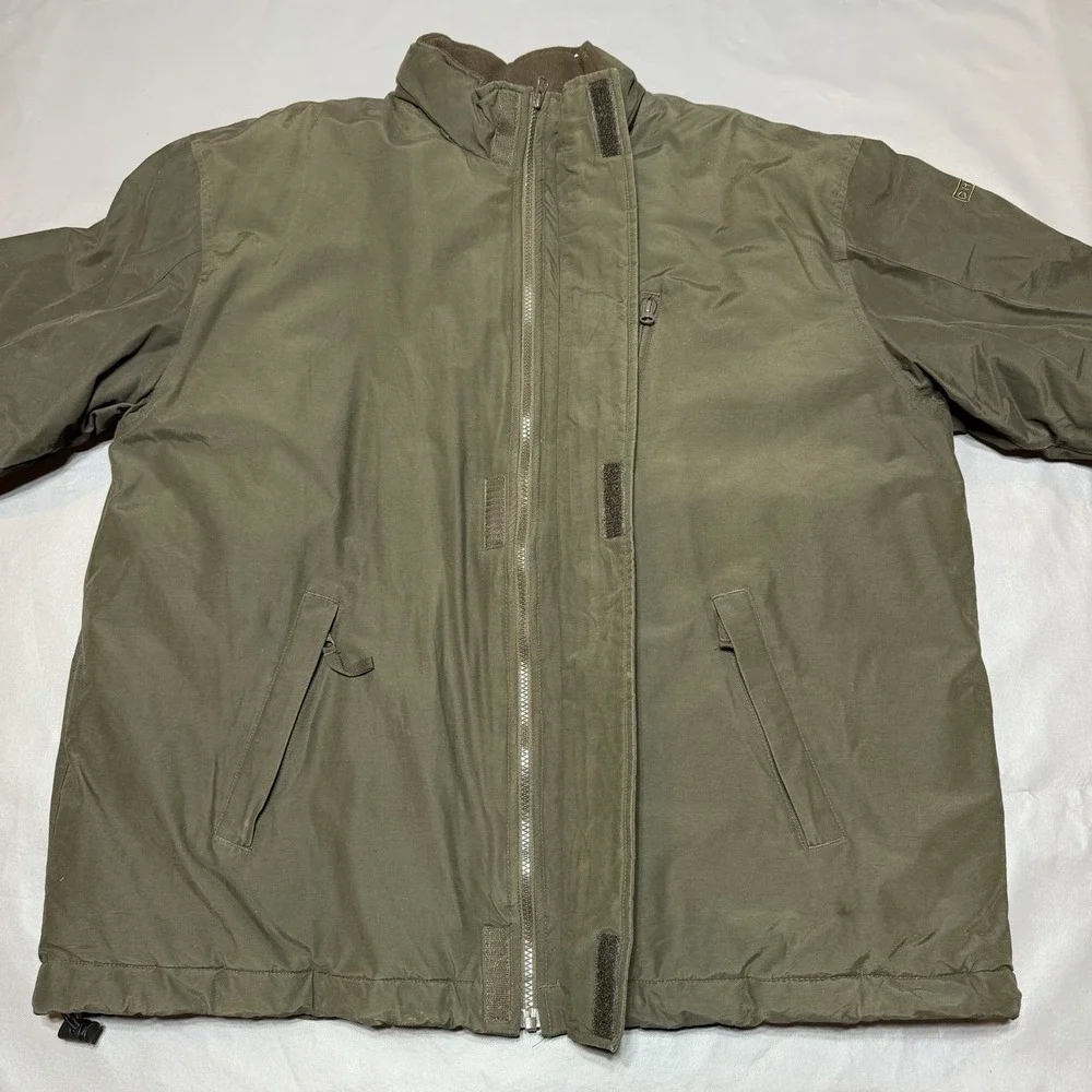 Chaps NA054 Mens XL Full Zip Fleece Lined Hidden Hood Winter Jacket Brown C15914